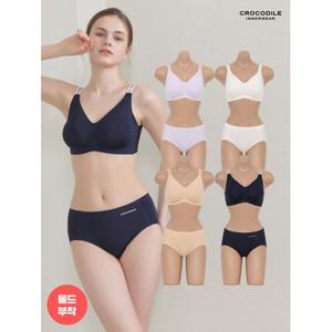 [크로커다일 이너웨어]에어쿨 인견 스트랩 감탄브라+팬티 8종세트