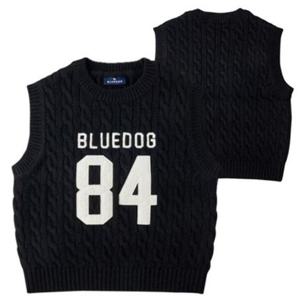 [블루독8-키즈] 블랙 넘버링니트베스트 울조끼 티셔츠 레이어드 세돌선물 신학기 초등학생 25A3522002