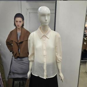 Ab.f.z DP01 시스루7부볼륨카라넥블라우스 AFZ3HB46