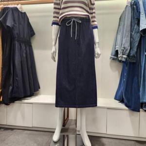 수스 HC04 오비 스트링 데님 롱 스커트 S253BSK851