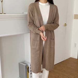 샵앤) 애니 여성 간절기 아우터 오픈형 포켓 긴팔 롱 가디건 21DS-WCD-2599-베이지