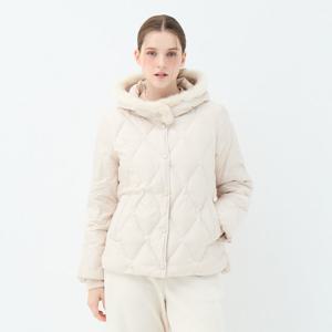 [유닛]밍크퍼 트리밍 후드 호스타 다운 재킷 (UFKWJA4A8T-IVORY)