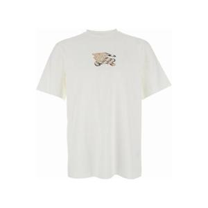 BURBERRY White T Shirt with Embroidered Logo on the Chest in Cotton Man 8116170B7078