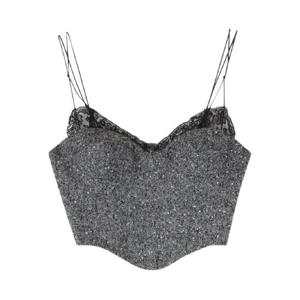 25 FW 에르마노설비노 헤링본 프린트 레이스 트리밍 탑 D472L308VBQ TP441984746