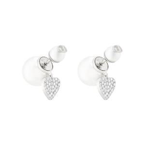 디올 트리발 이어링 메탈 레진 펄 앤 크리스탈 실버 피니쉬 화이트 화이트 E4149WOMCY-D001