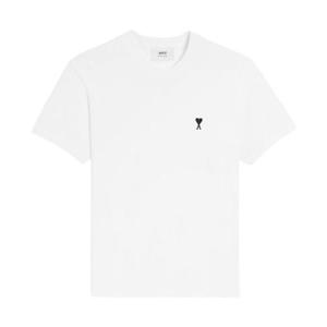 아미 스몰 하트 로고 라이트 코튼 저지 티셔츠 화이트 블랙 HTS346-724-100