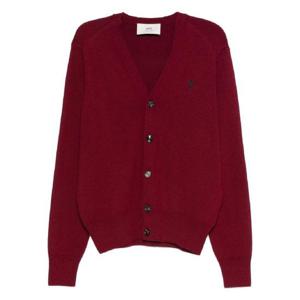 AMI Paris 버튼 프런트 로고 자수 가디건 HKC361001696