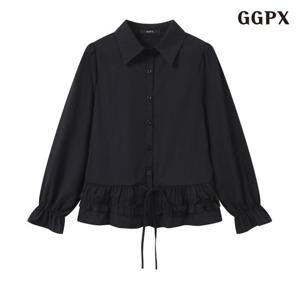 GGPX 카라넥 캉캉 포인트 끈 블라우스 (GPCBA049D)