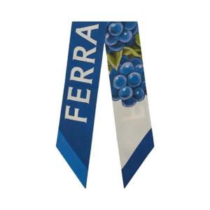 페라가모 와일드 베리 프린트 실크 방도 아이보리 로얄 블루 320826-771265