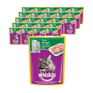 위스카스 파우치 시니어 참치 80gx24개 고양이사료 고양이간식 고양이습식사료 고양이습식 고양이주식캔 고양이캔 강아지간식