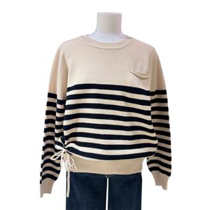 [에이지도르]라운드 원포켓 단가라 니트 ALFIAUR220