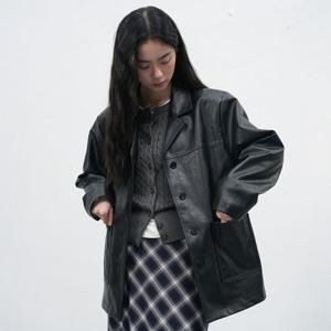 WOMAN 페이크 레더 싱글 자켓 [BLACK] / WBE3L09515
