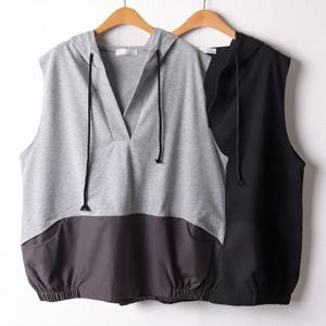 [아이우먼]위쉬몰 IR V넥오픈배색후드조끼(I435H509) 빅사이즈