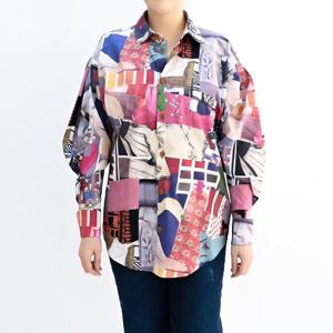 [비꼴리끄(여성)]코튼 프린트 소매 주름 셔츠 블라우스 B242WB2150