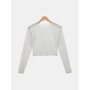 [스콰즈] 여성 시스루 여름 긴팔티 도트 포인트 망사 티셔츠 SCR185