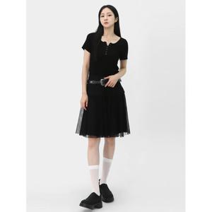 [스콰즈] 여자 스커트 시스루 매쉬 플리츠 레이어드스커트 SDEAP004