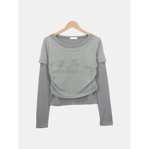 [스콰즈] 여성 망사 시스루 긴팔티 이중 레이어드 티셔츠 SNC016