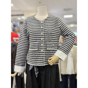 오조크 세이브존01 체크 소매배색 니트 긴팔 자켓 HOTWCJK531P