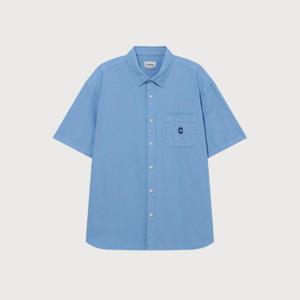 커버낫반팔티 JQS CO2502SS31-BL C 로고 피그먼트 옥스포드 하프 셔츠 Blue