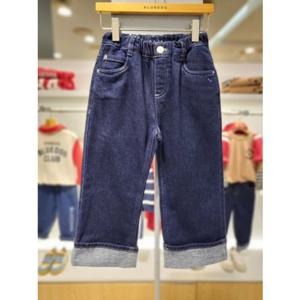 [블루독8-키즈] 다크데님 세미와이드롤업데님팬츠 기모 면스판 청바지 두돌선물 초등 25C7541403