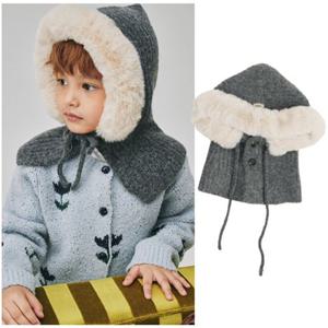 빈2 BZ63AH01CG 아동 남아 여아 그레이 퍼 바라클라바 니트 모자 2025년 겨울