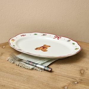 [모던하우스] 홀리베어 스칼럽 타원접시 L30 레드림