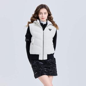 챌린저 여성 샤이닝 후드 탈부착 다운 베스트 크림 CHE4WVT5847CR