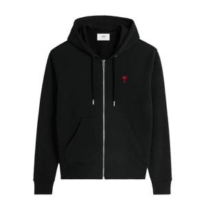 25SS 아미 자수 로고 후드 집업 블랙 BFUSW435730001