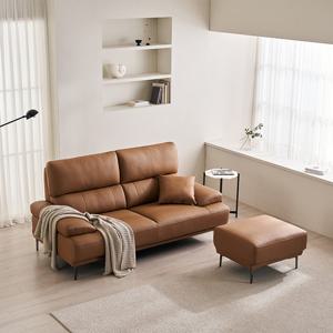 삼익가구 포번 프리미엄 천연면피 소가죽 3인용 소파(스툴포함)