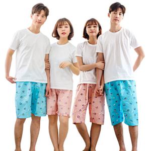 엠보 커플잠옷 남여 파자마 5부 7부 봄여름 홈웨어 부엉이