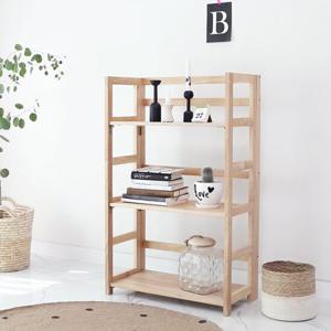 원목 접이식 3단 수납선반 60