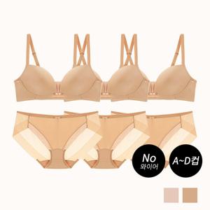 더블윙 노와이어 미니멀 브라팬티 3세트 6매입(GSET390)