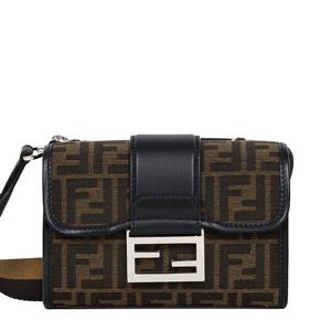 펜디 25SS 브라운 FF 더블 바게트 자카드 크로스백 7VA649 ALWK F0L3T