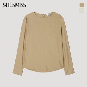 [쉬즈미스] 베이직 라운드넥 슬릿 블라우스_SWWBLP32030