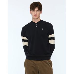 헤지스 남성 24FW 스테디셀러 네이비 컬러배색 면 맨투맨티셔츠 WHTS4C052N2