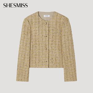 [쉬즈미스] 라운드넥 트위드 자켓_SWWJKP32080_BE