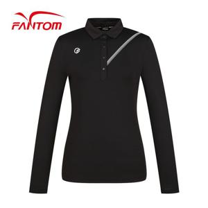 [팬텀] 여성 사선 포인트 카라 긴팔 티셔츠 222C1TO952_BK