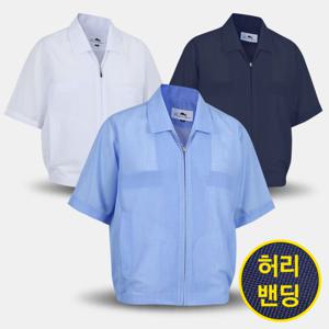 [아즈바이]남성 여름 무지 밴딩 반팔 점퍼 GMSDMJ 중년 장년