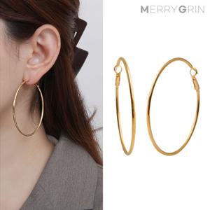 [메리그린] 14K GF 골드필드 핀 심플 빅 링 귀걸이