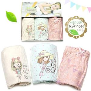 [제이코튼]여아 속바지 유아팬티 3매 스케치걸 여아사각팬티 속옷세트 섬유