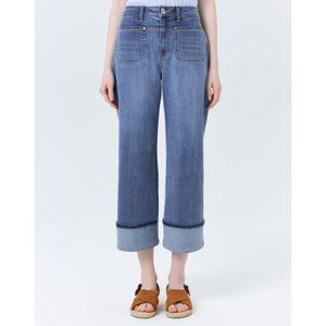 헤지스 여성 24SS 클리어런스블루 턴 업 크롭 세미와이드 데님 팬츠 HSPA4B381B2