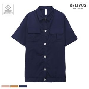 빌리버스 골프웨어 남자 일반핏 반팔 셔츠 무지 남방 BOBT007