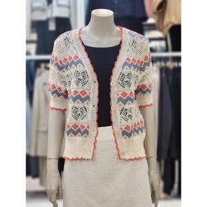 SOUP 세이브존07 여성 브이넥 배색 숏 가디건 OA5GDT2