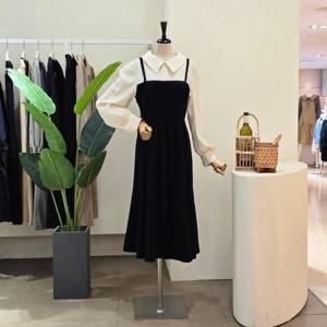 [포커스]  FM4D9OP5810_뷔스티에 포인트 카라넥 롱원피스