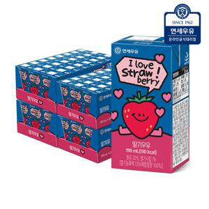 연세우유 딸기 멸균우유 190ml 96팩 / 연세 멸균 두유