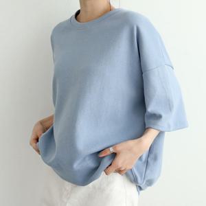 샵앤) 국산 5부 박시핏 여성 반팔 면티셔츠 AMI-WSH-3265-네이비