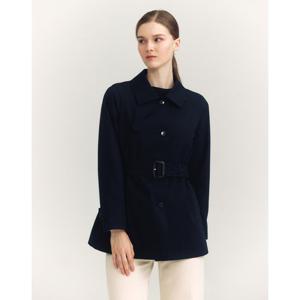 헤지스 여성 24FW 추가특가발마칸 하프기장 코튼혼방 트렌치 네이비 HSCO4D801N2