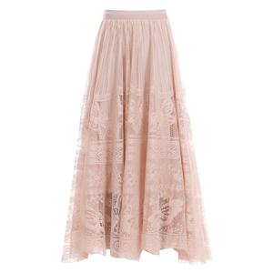 샵앤) 여성 레이스 밴딩 롱 스커트 PIC-WSK-12167-핑크