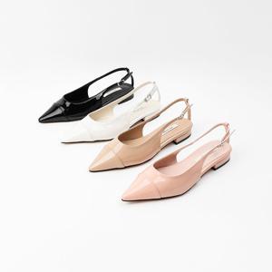 [신난다슈] 여성 슬링백 힐 2cm 스틸레토 플랫 슬링백 구두 펌프스 단화 낮은굽 ST241806