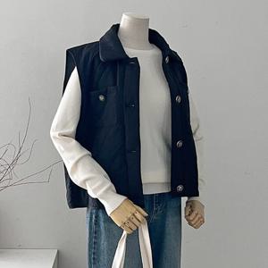 샵앤) 여성 카라넥 퀼팅 아우터 조끼 DGB-WVS-3908-블랙